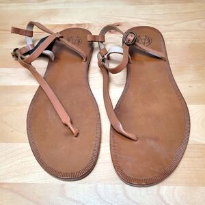 MASSIMO DUTTI | Tan Thong Strappy Sandals, Sz. 40